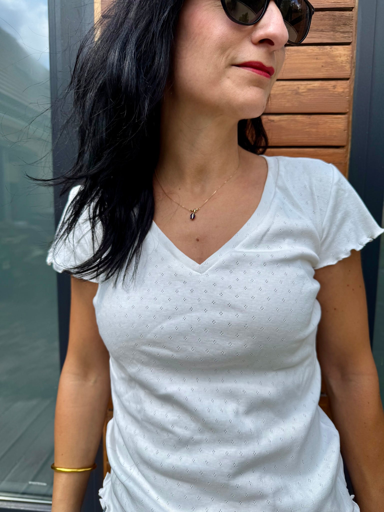 Tee-shirt Méline col V vanille