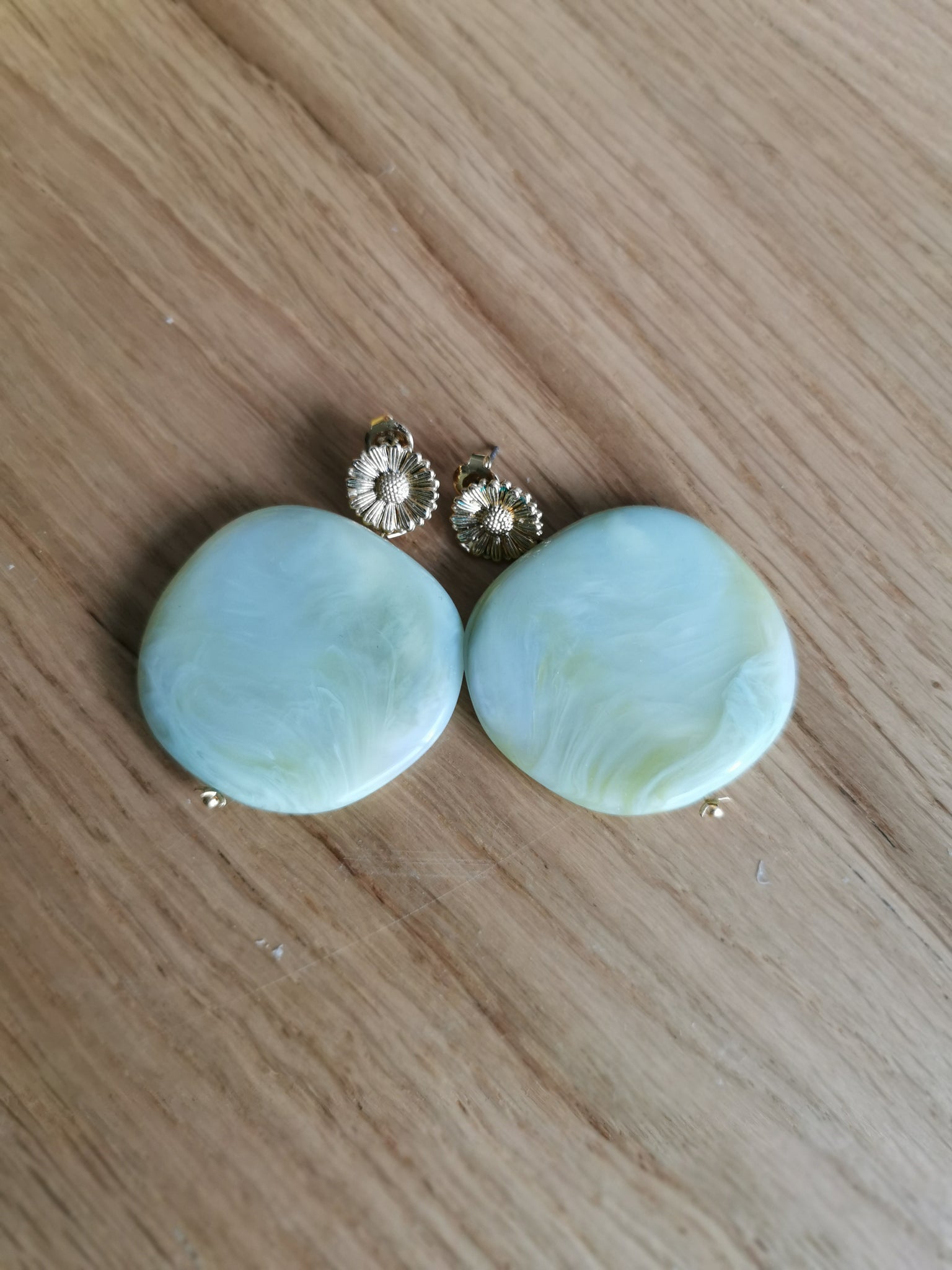 Boucles d'oreille Léopoldine vert marbré