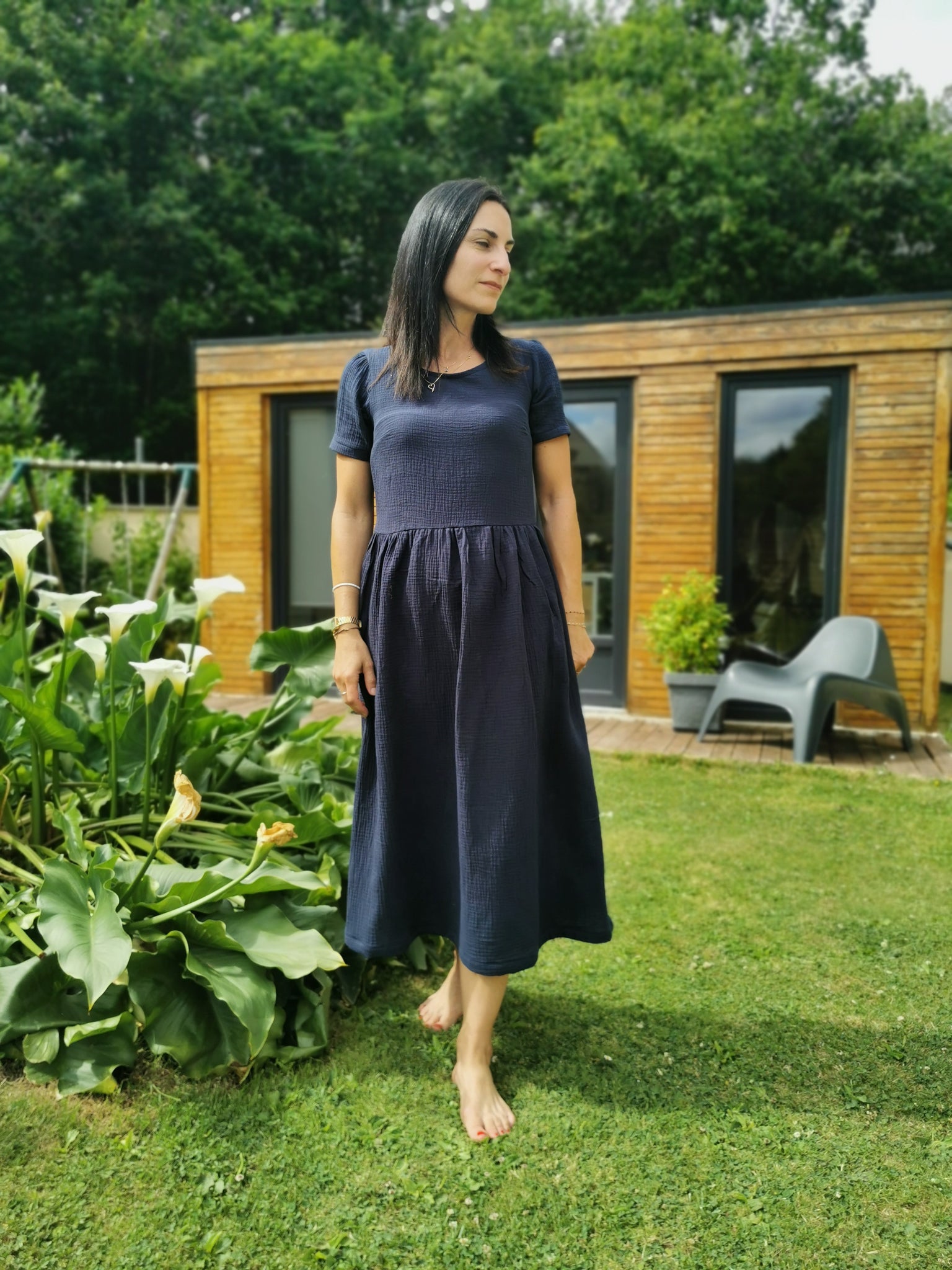 Robe Aline navy blue