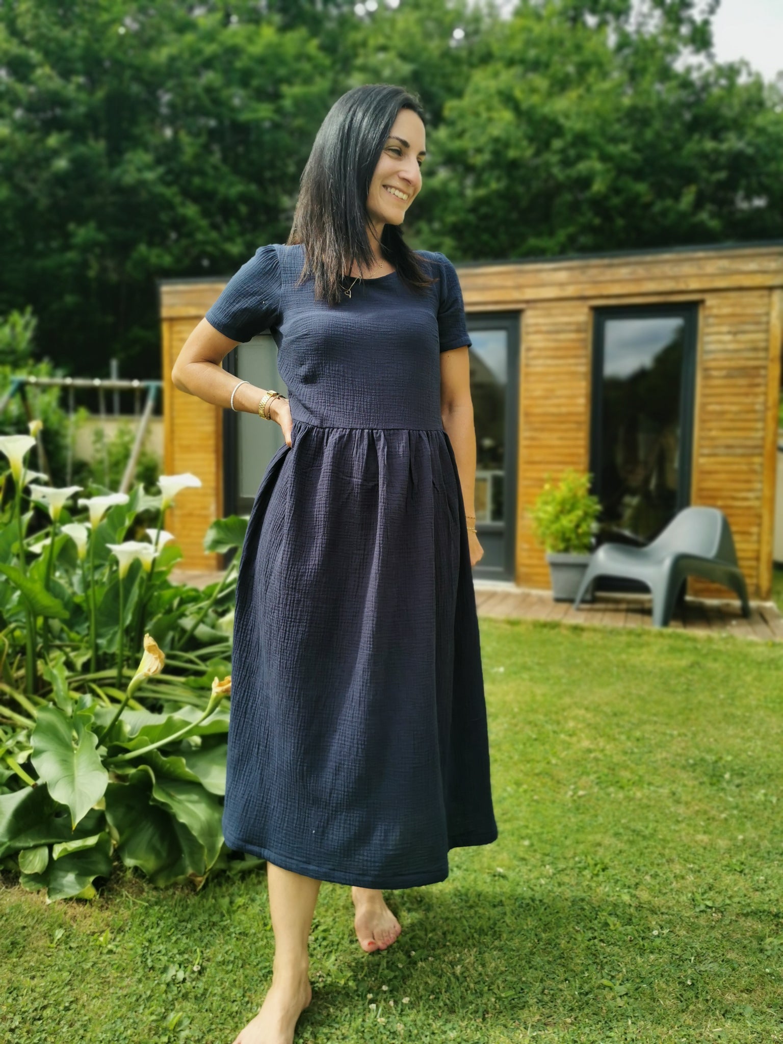 Robe Aline navy blue