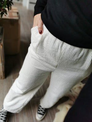 Pantalon Kate velours ivoire